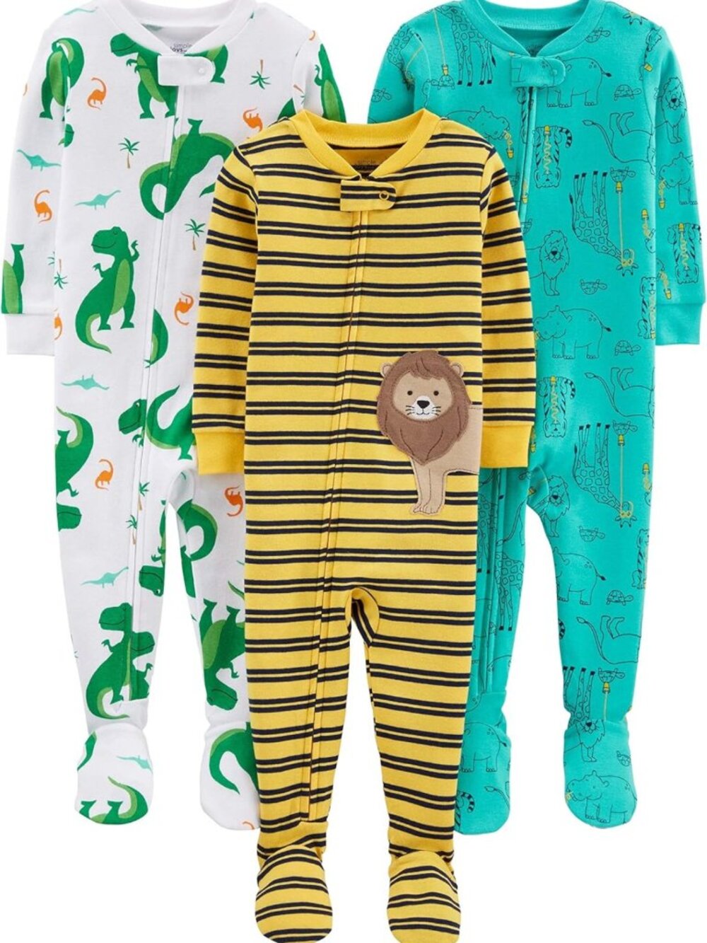 Cozy Baby Boys' 3-Pack Snug Fit Footed Cotton Pajamas - Soft & Adorable